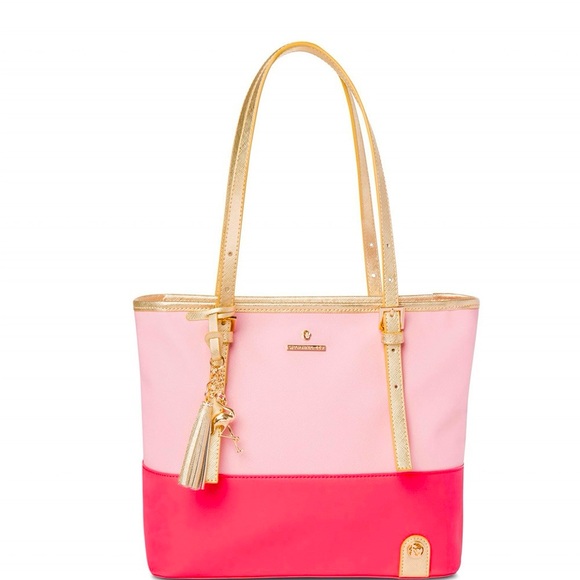 { Spartina 449 } : Flamingo Retreat Medium Tote in Floral Coral - Picture 9 of 14